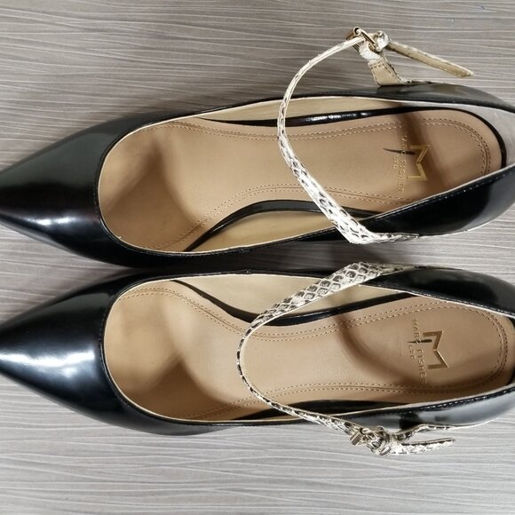 Marc Fisher Zullys Snake Embossed Mary Jane Pump, Black Leather, Womens Size 9 M - Picture 10 of 13